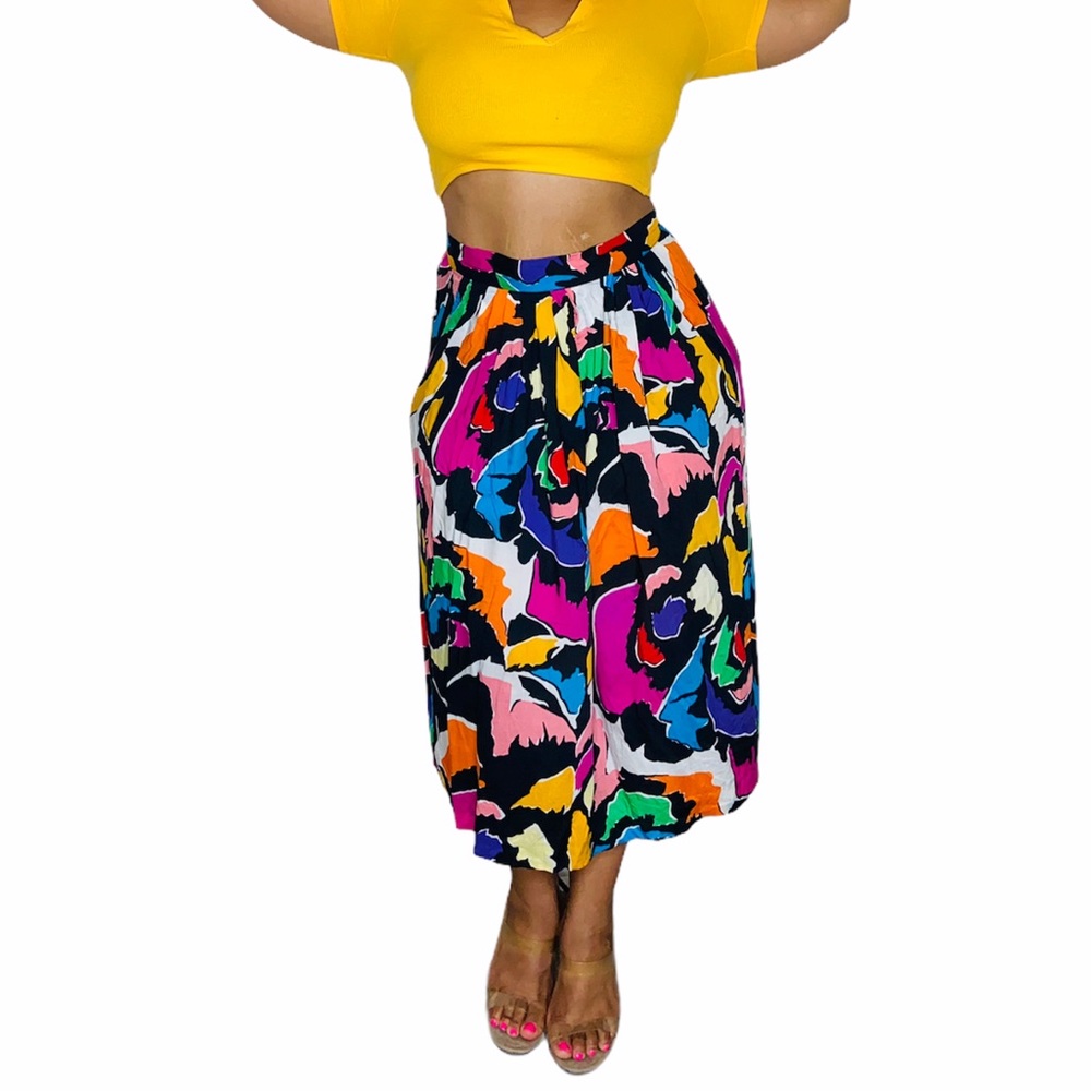 Ann Stevens Vintage Abstract Skirt with Pockets